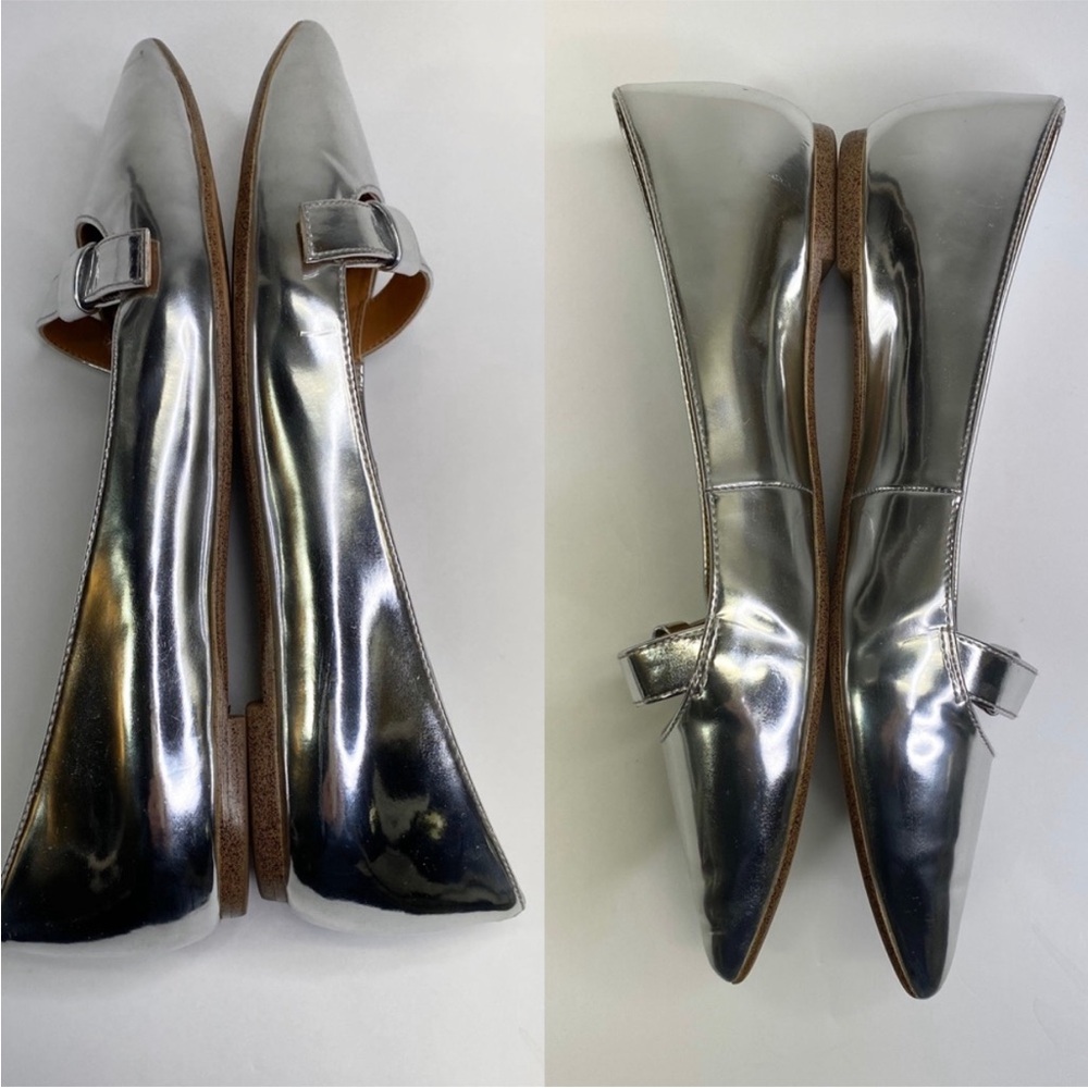 J. Crew Factory Amelia Silver Metallic Point Flats Size 7 - Picture 3 of 6